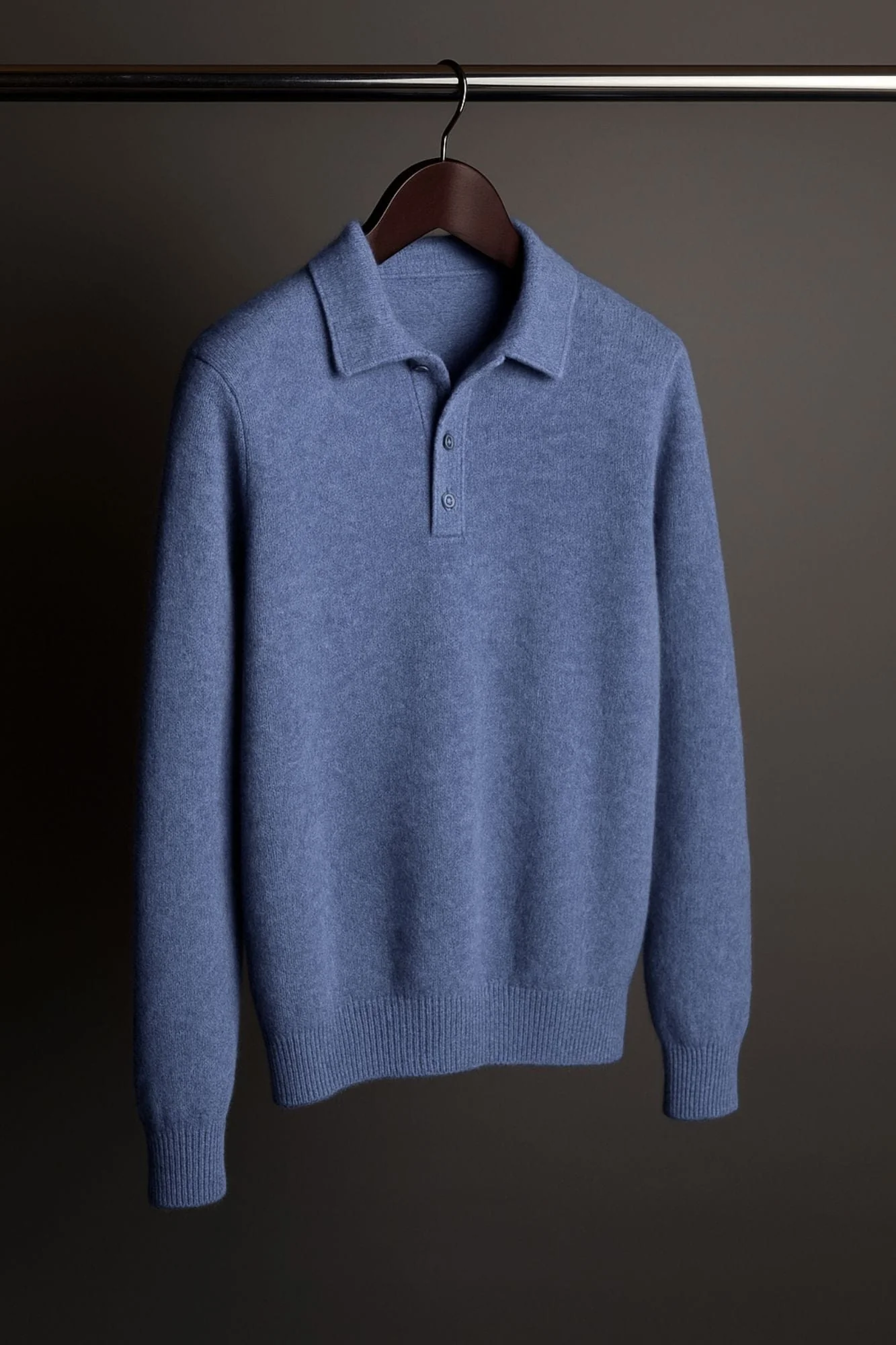 Made-to-Measure Cashmere Long-Sleeve Polo - Image 3