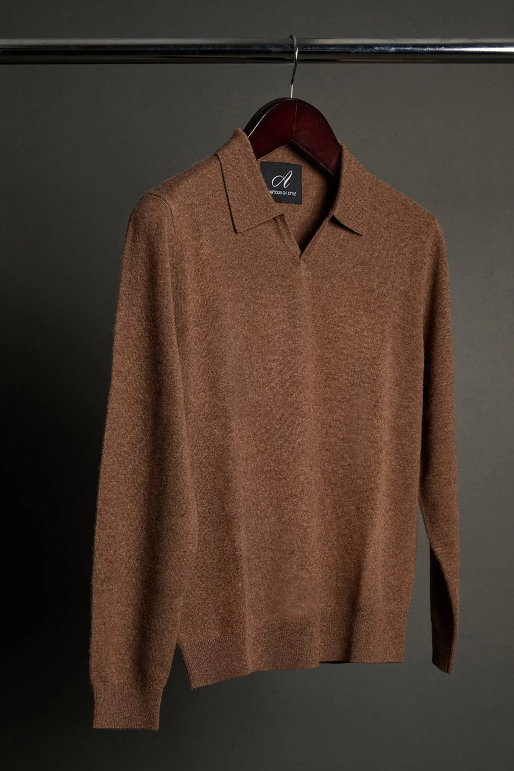 Made-to-Measure Wool & Cashmere V-Neck Polo - Image 3